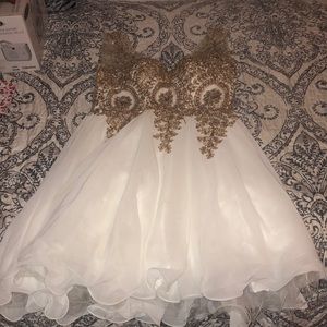 White gold beaded dress